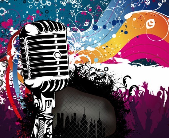 Microphone Music Poster Vector Illustration