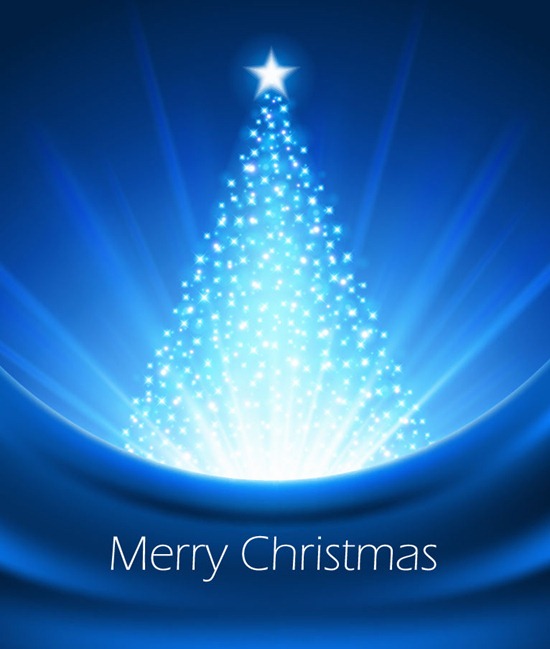 Abstract Blue Christmas Tree Vector Graphic