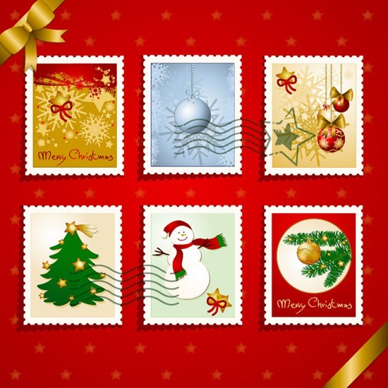 Christmas Stamps Vector Graphic